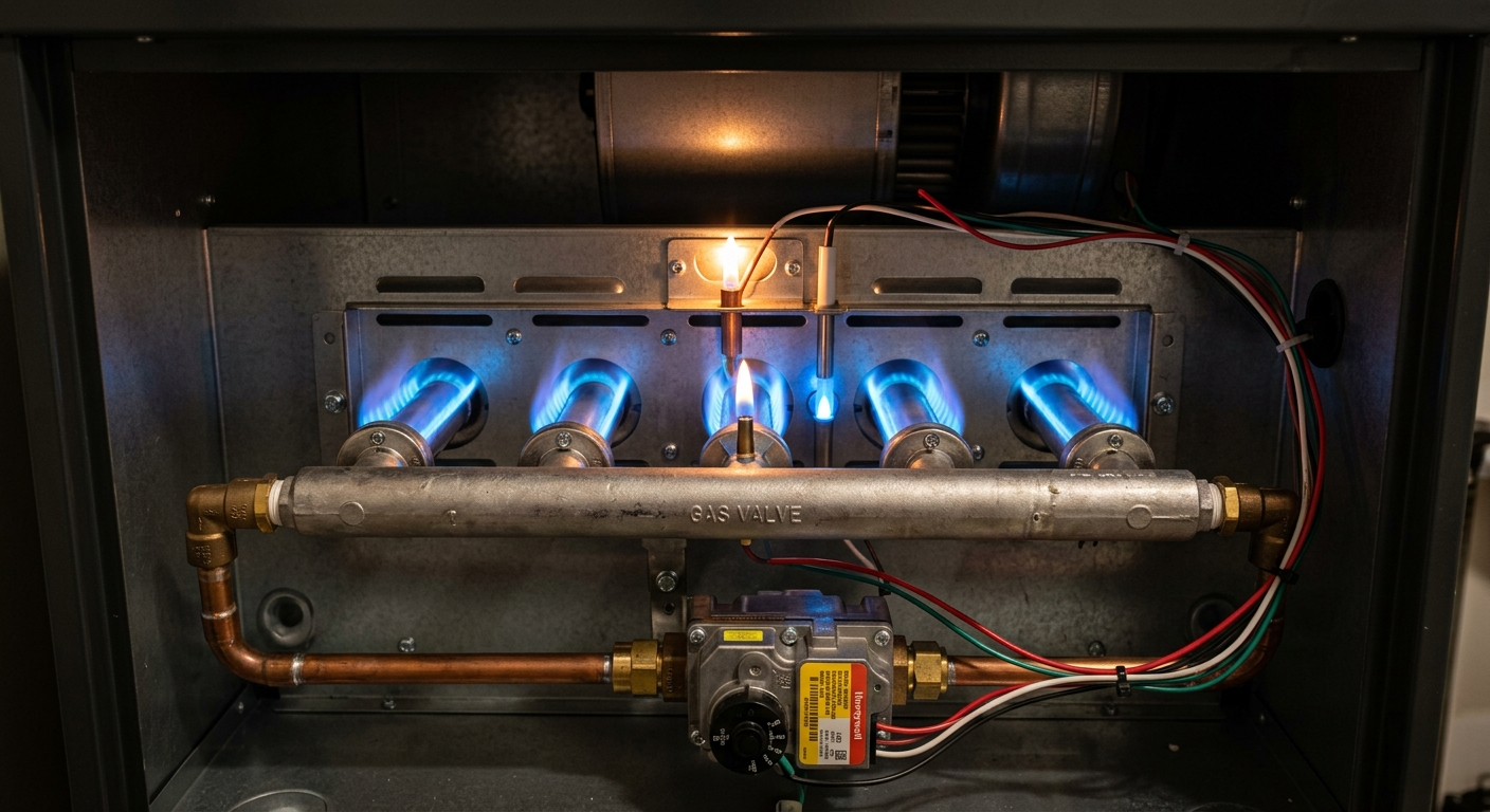 Interior view of a clean furnace cabinet