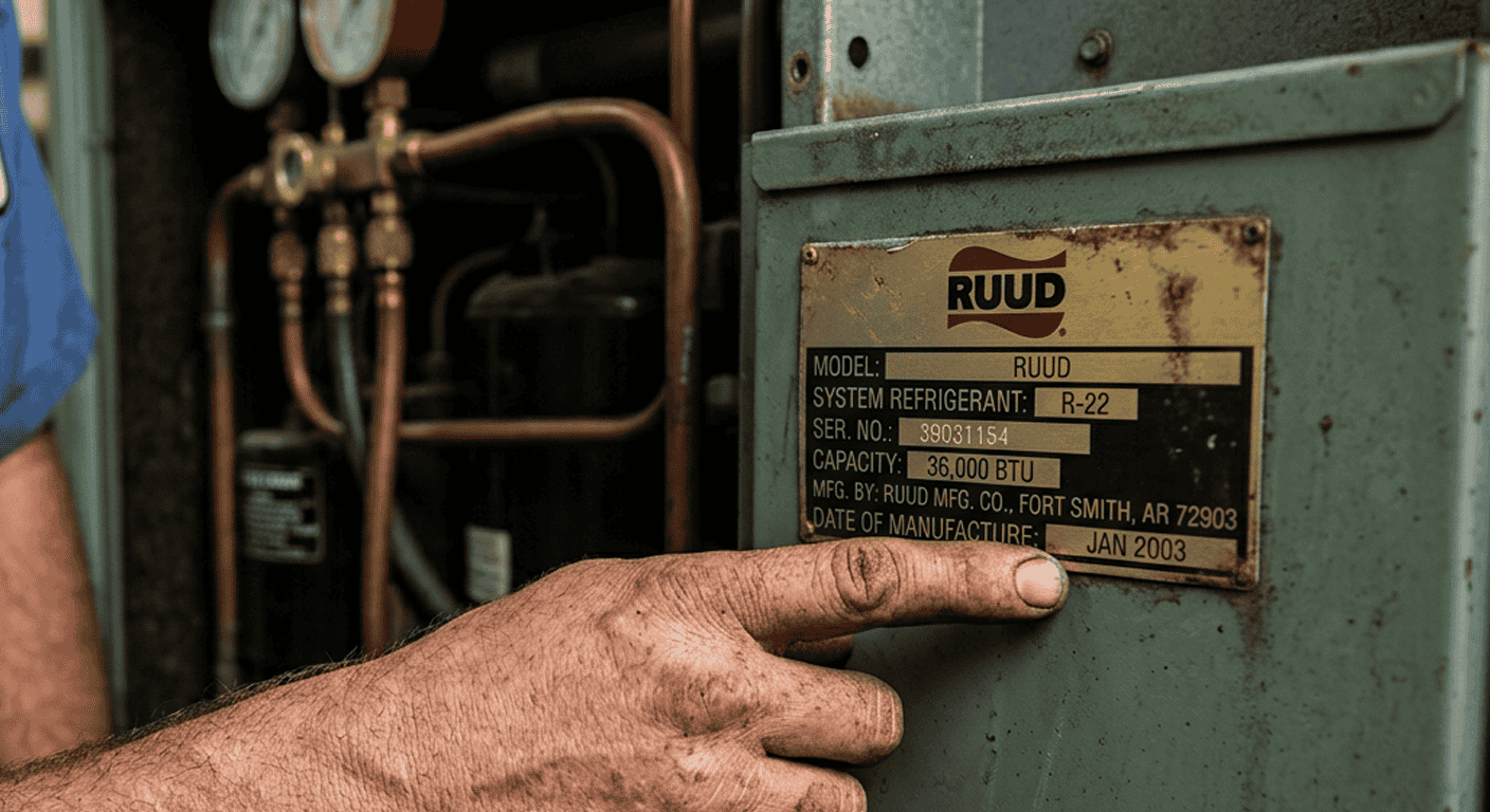 HVAC technician inspecting an air conditioning unit
