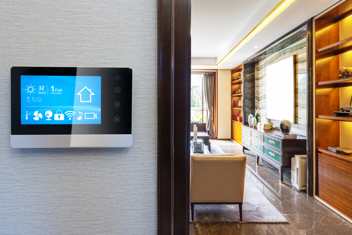 smart screen with smart home with modern living room